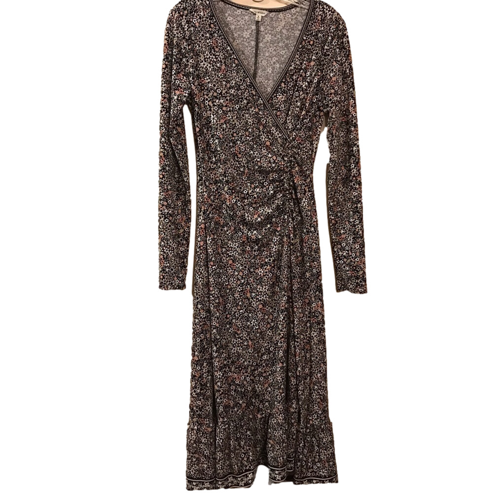 Women’s Max Studio Size Small Ditsy Floral Cinched at Waist Maxi Dress Stretchy